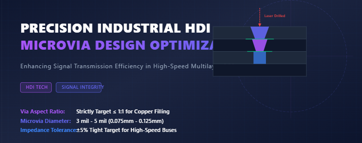 Blog công ty mới nhất về Công nghệ HDI: Tối ưu hóa thiết kế Microvia trong PCB HDI để tăng cường truyền tín hiệu cho bộ điều khiển công nghiệp